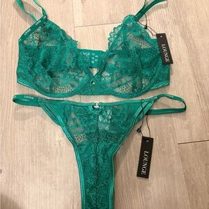 Lounge Teal Lace Bra and Panty Set